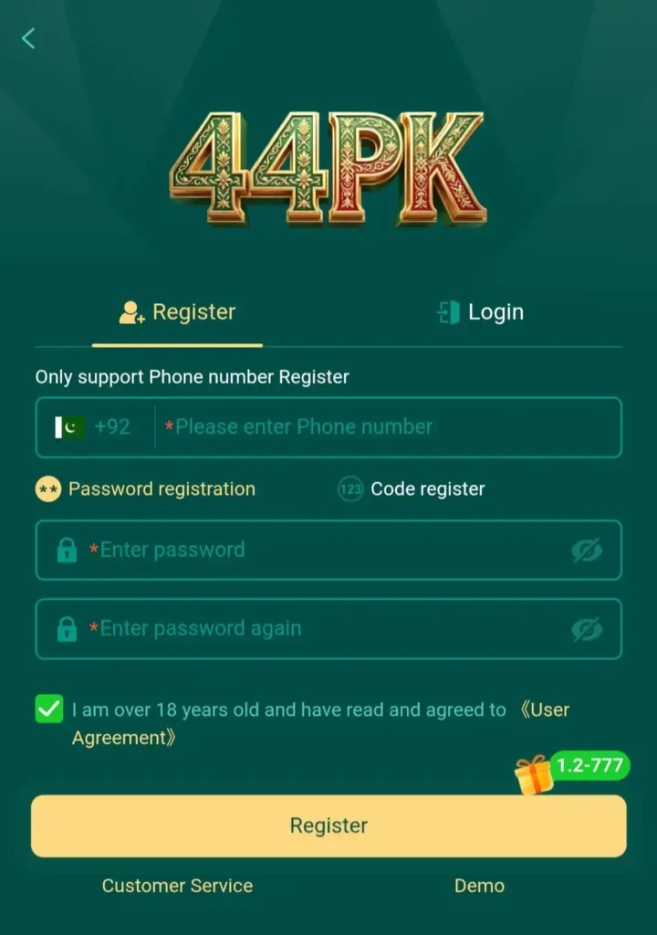 44PK Game Register