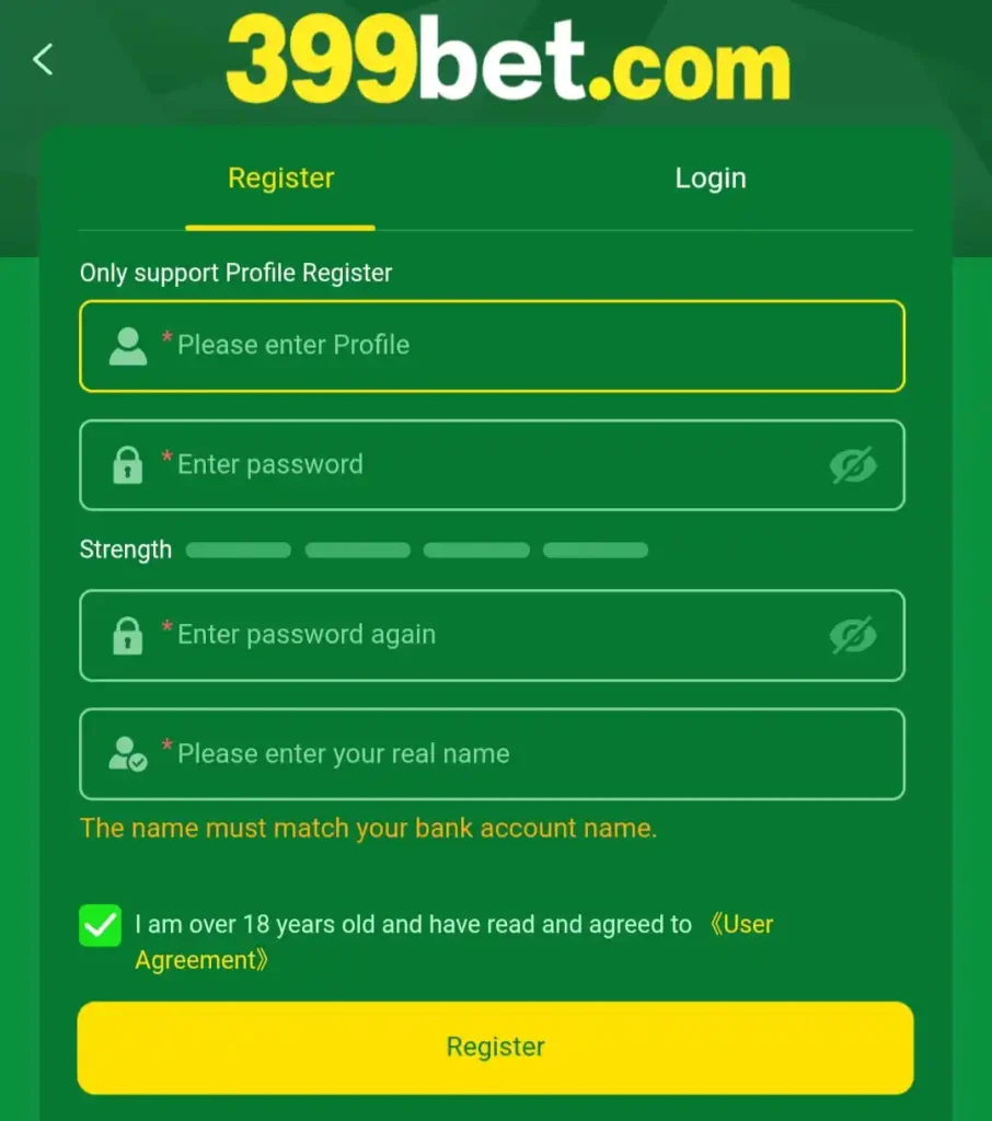399bet Game Register