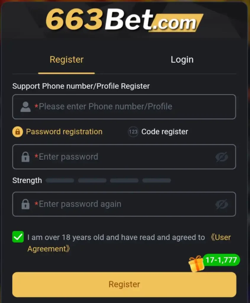 663Bet Game Register