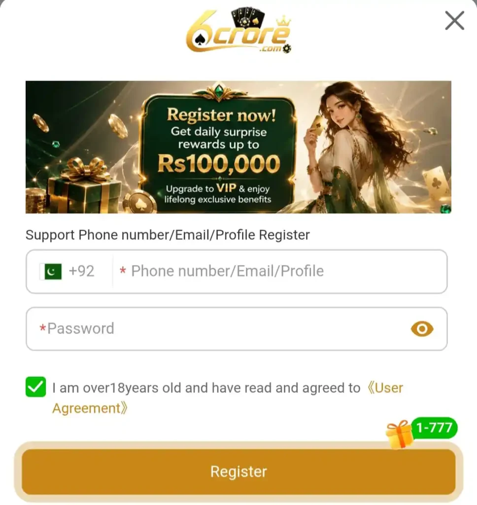 6crore Game Register