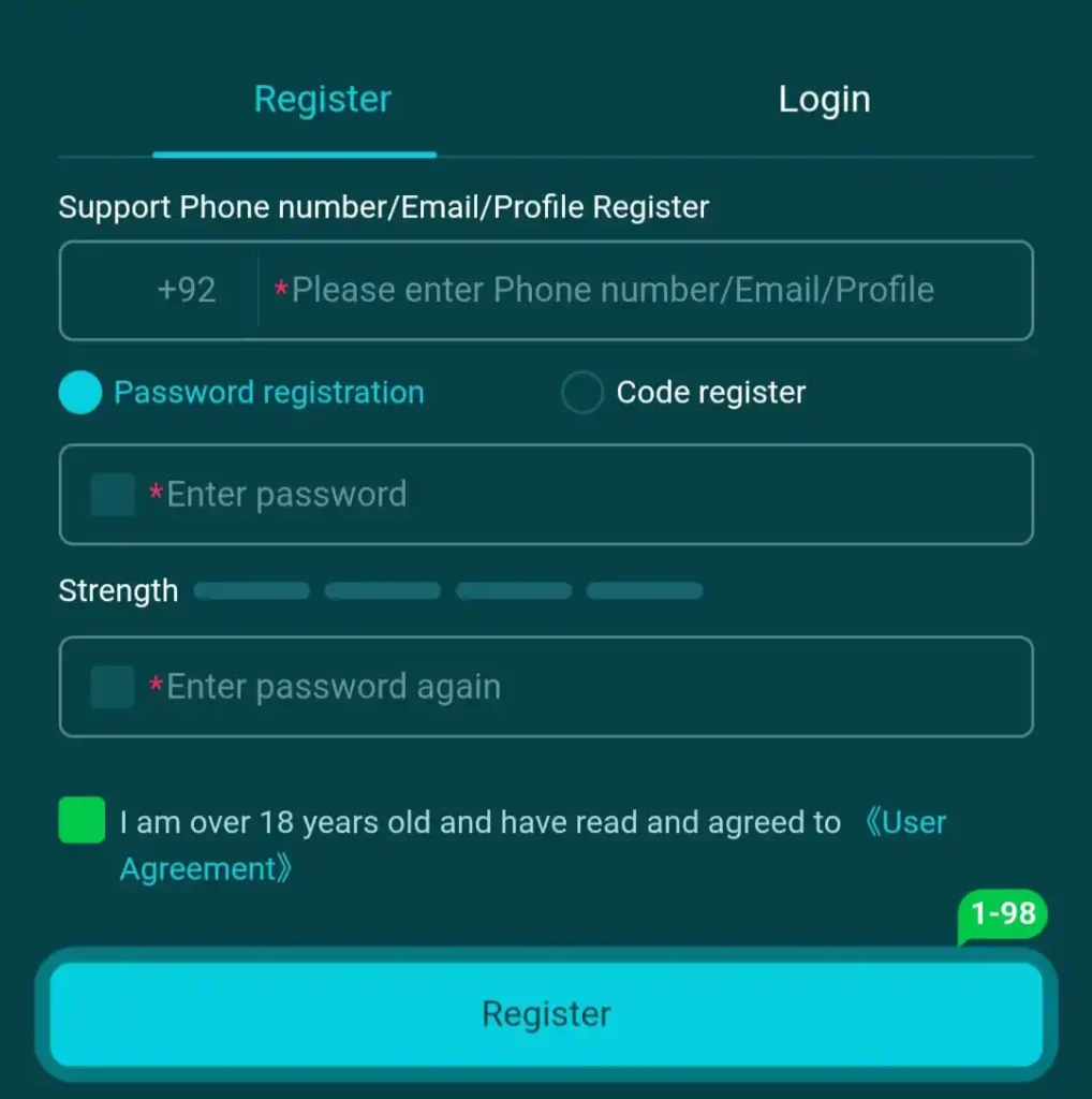 HH98 Game Register