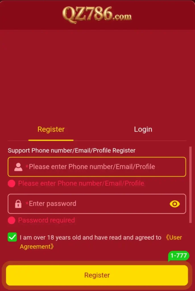 QZ786 Game Register