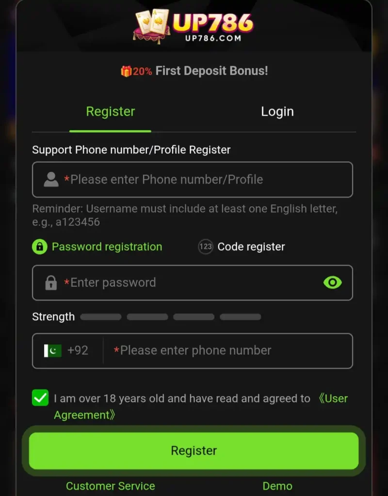 UP786 Game Register