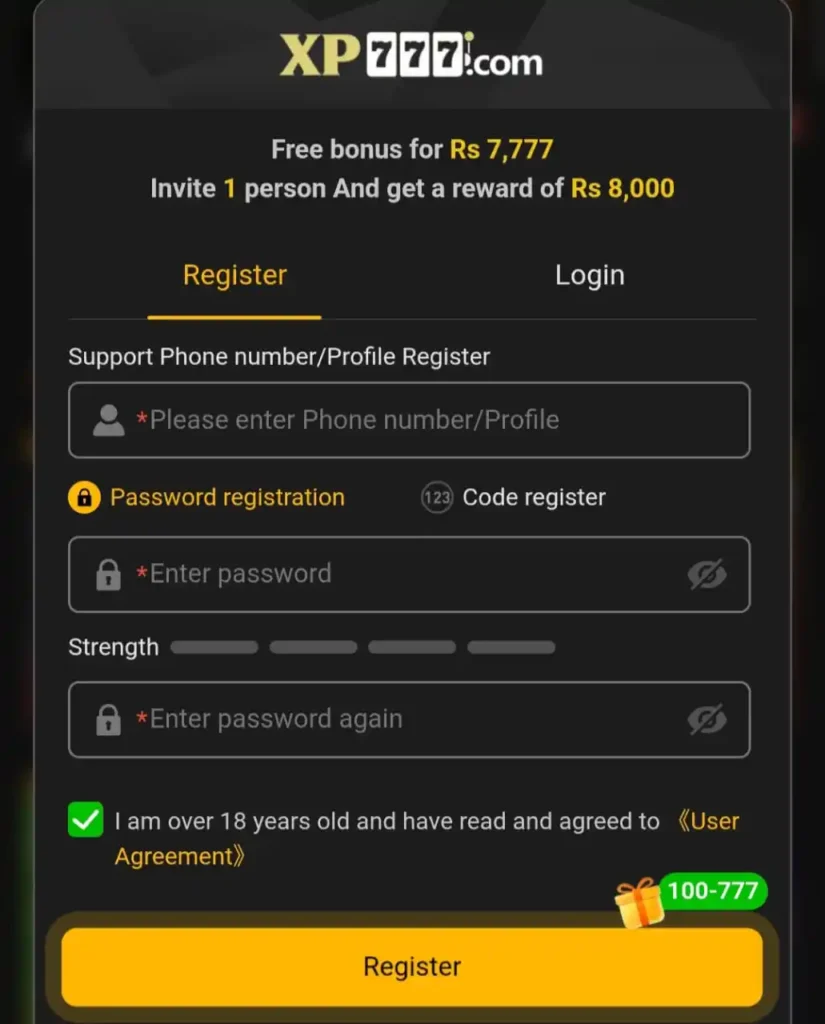 XP777 Game Register