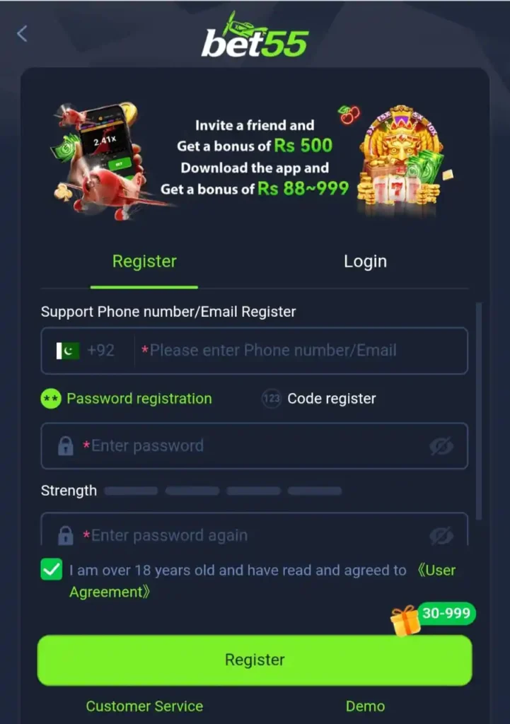 bet55 Game Register