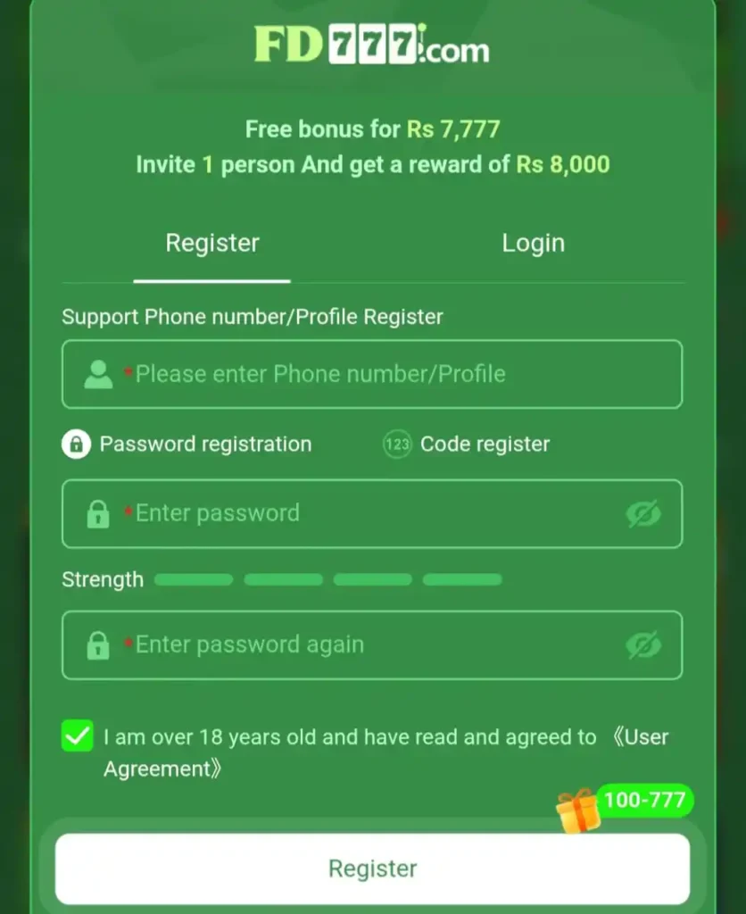 FD777 Game Register