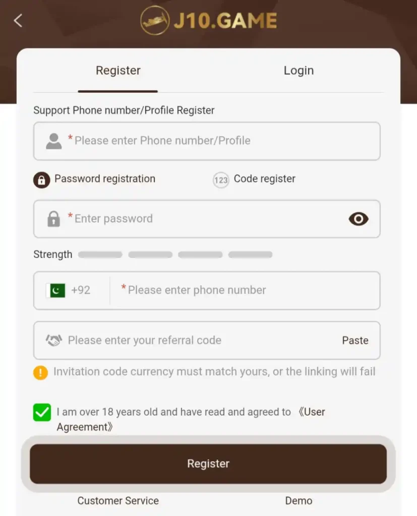 J10 Game Register