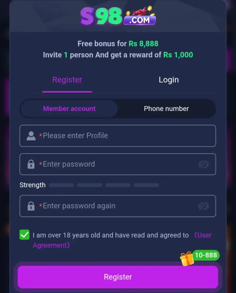 S98 Game Register